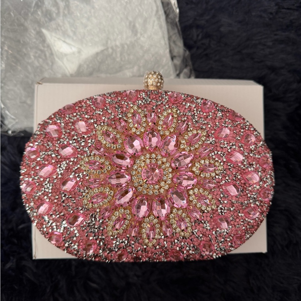 RAMLA Elegant Pink Crystal Clutch